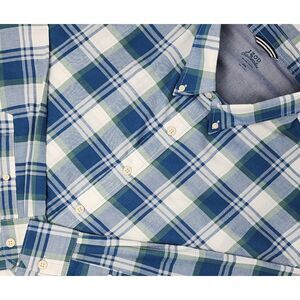 Izod Saltwater Men's Shirt Size 2XL Blue‎ Plaid Lightweight Flannel Relaxed Fit